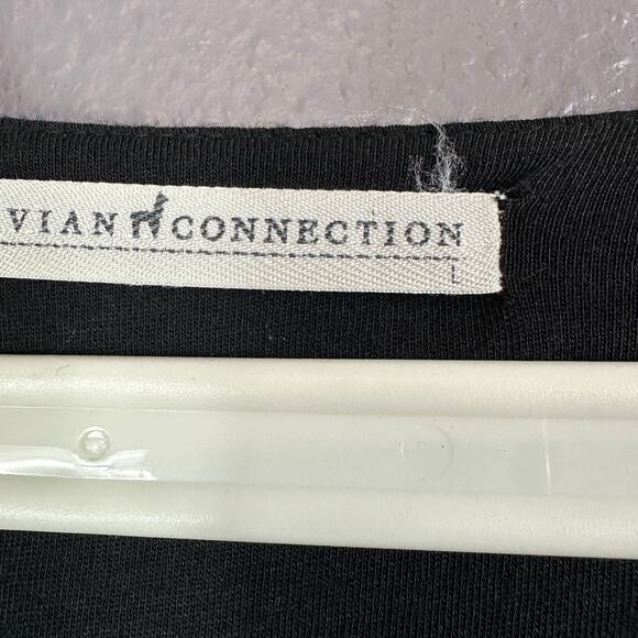 Peruvian Connection Dress Large Black Midi Handkerchief Hem Pima Cotton Modal - Picture 3 of 5